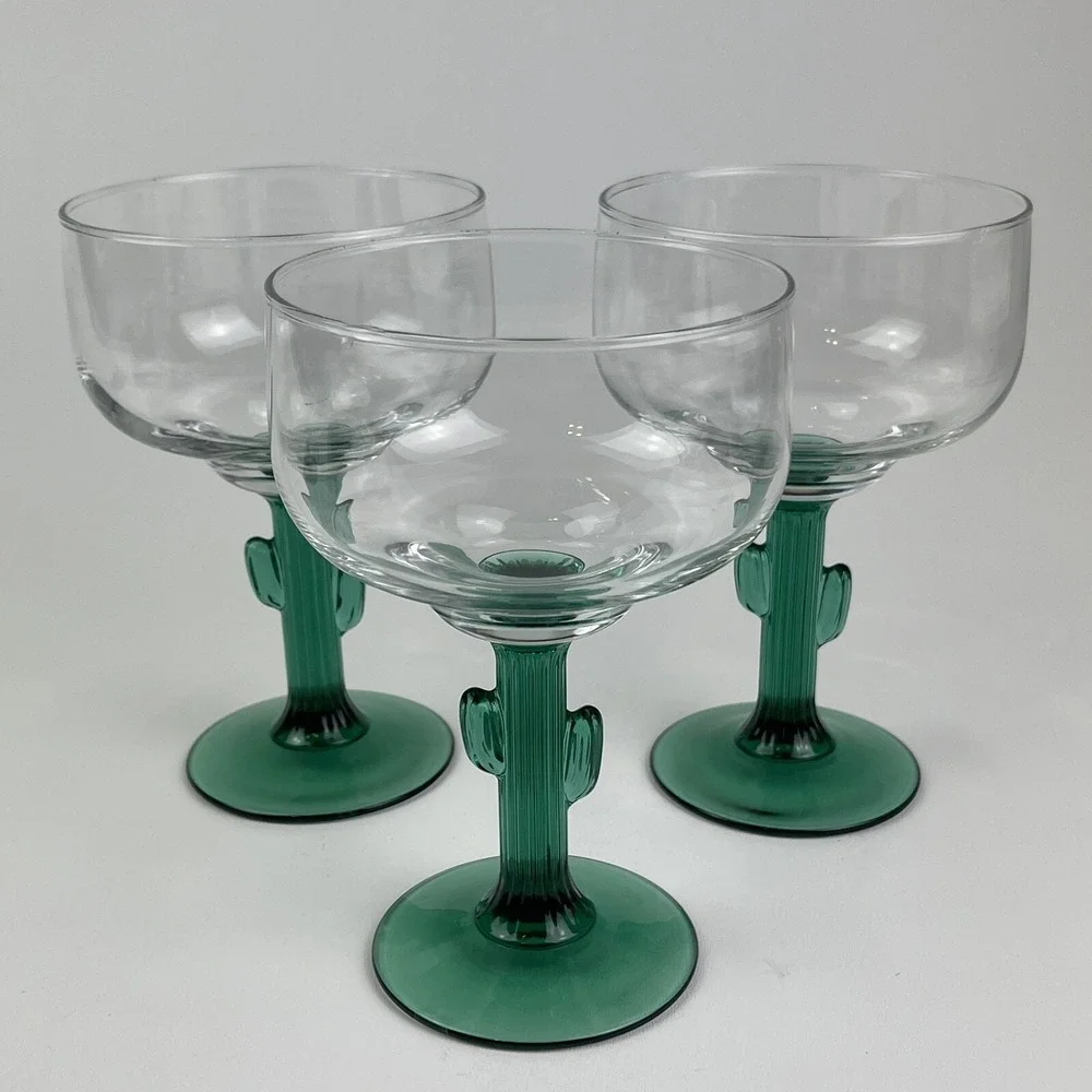 Libbey Cactus Stemmed Margarita Glass Set of 3 6.25x4